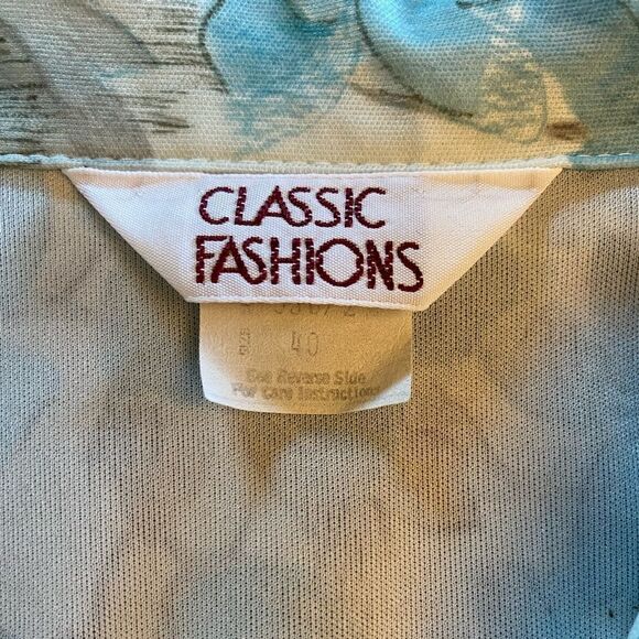 70’s Shirt Vintage Polyester Top Floral Collared Blouse Size 40 = Plus Size 1X - Picture 5 of 8